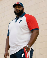 Men's Plus Size Daily Casual Simple Letter Short Sleeve POLO Trousers Suit